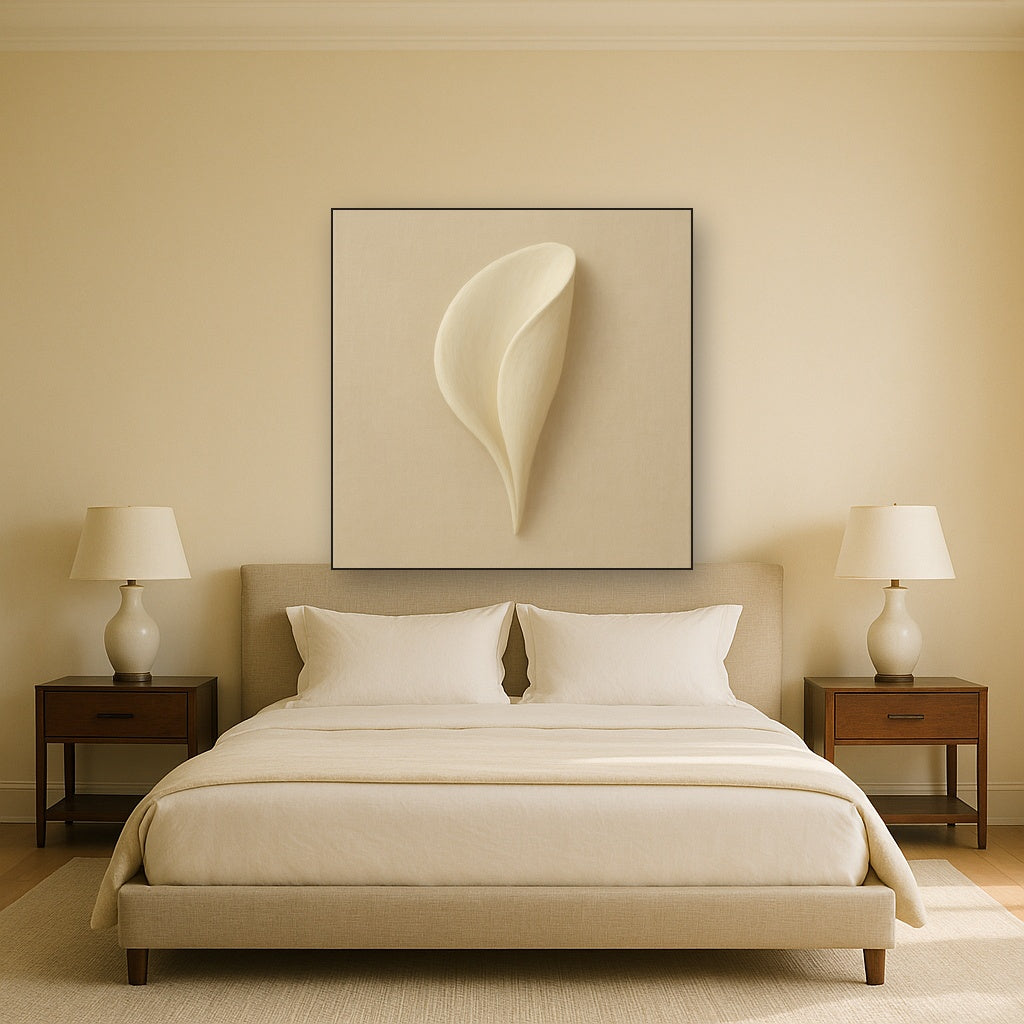 Sculpted Ivory Floral Contour No. 1 - Modern Fine Art Oil Painting - View 3