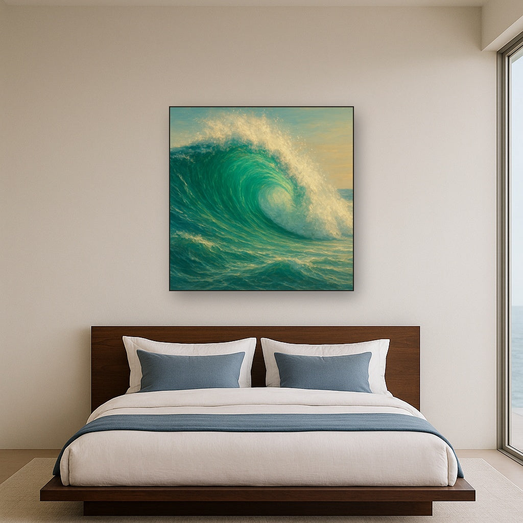 Emerald Breaker Wave in Crystalline Light No. 5 Fine Art Oil Painting - View 3