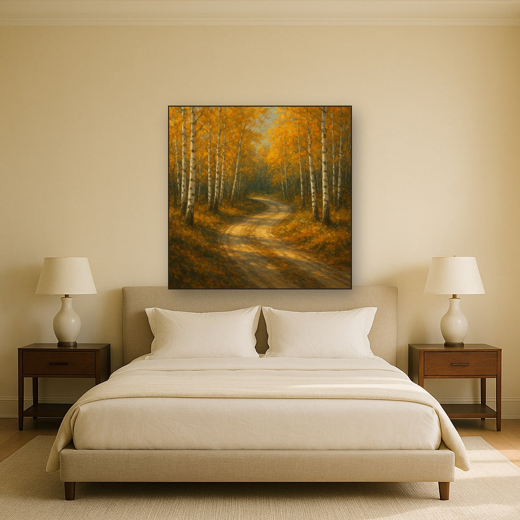 Winding Country Dirt Road through Birch Glade No. 9 Fine Art Oil Painting - View 3