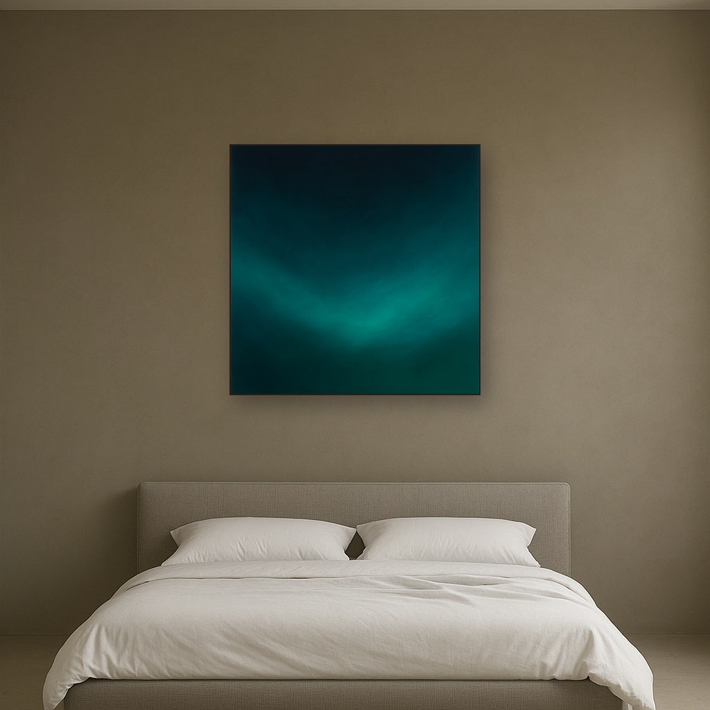 Midnight Teal & Deep Malachite Gradient No. 8 Oil Painting - View 3
