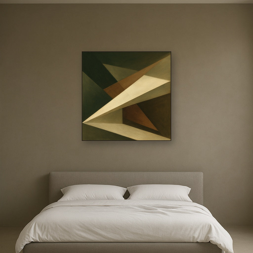 Kinetic Diagonal Planes in Forest & Alabaster No. 10 Fine Art Oil Painting - View 3