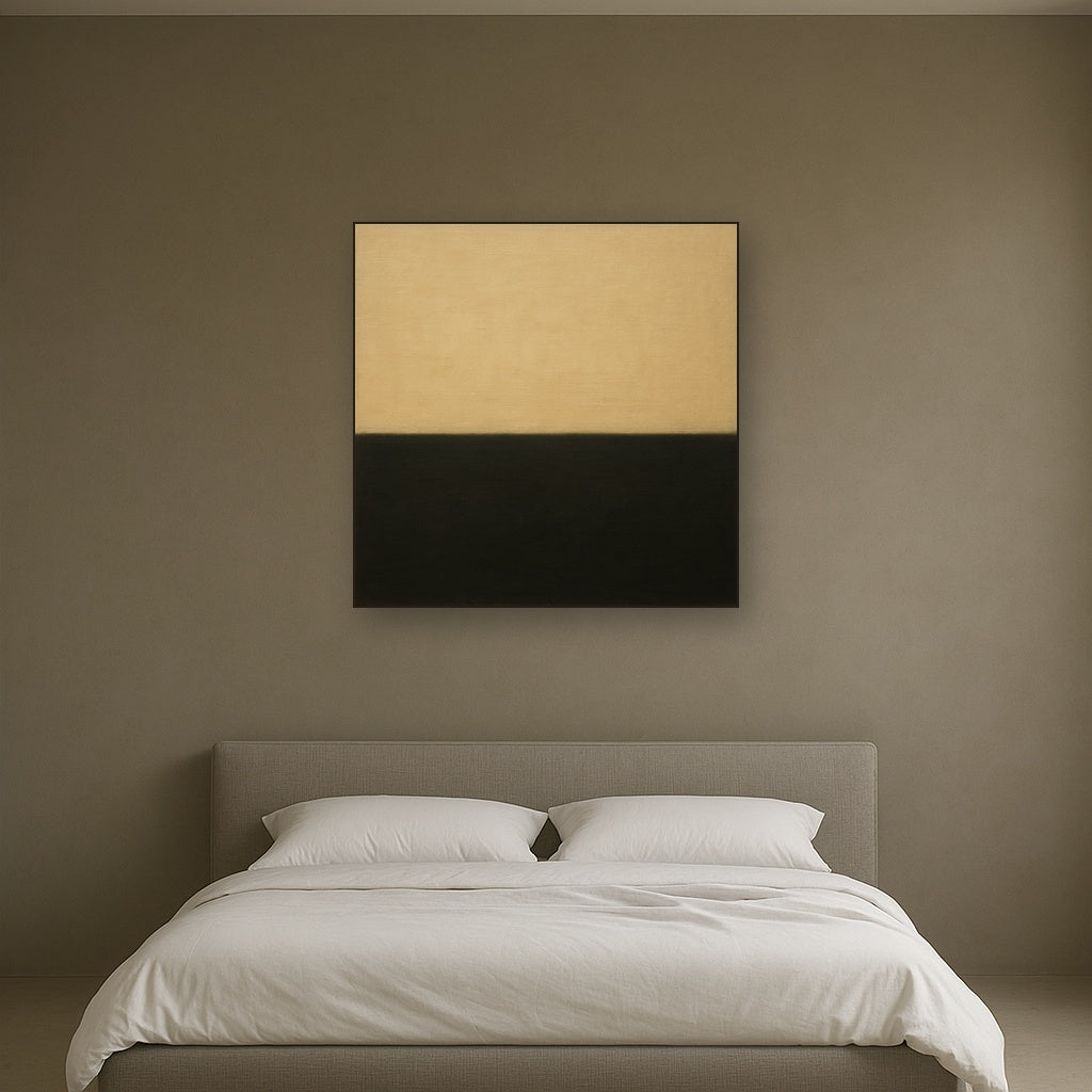 Onyx & Warm Biscuit Horizon No. 9 - Modern Fine Art Oil Painting - View 3