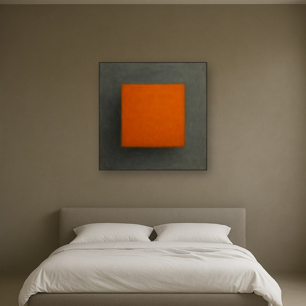 Cadmium Amber & Slate Grey Block No. 10 - Modern Fine Art Oil Painting - View 3