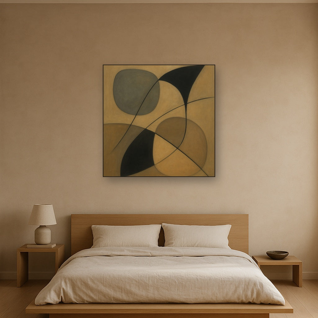 Organic Pebble Contours & Slanted Lines No. 13 Oil Painting - View 3