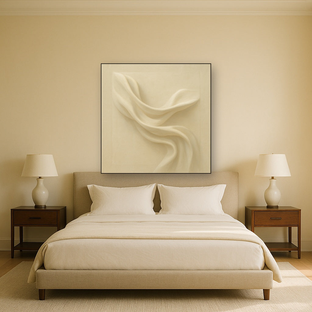 Alabaster Linen Texture Fold No. 4 - Modern Fine Art Oil Painting - View 3