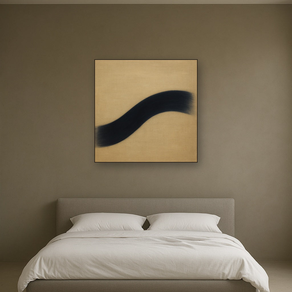Navy Indigo & Warm Sand Sweep No. 2 - Modern Fine Art Oil Painting - View 3