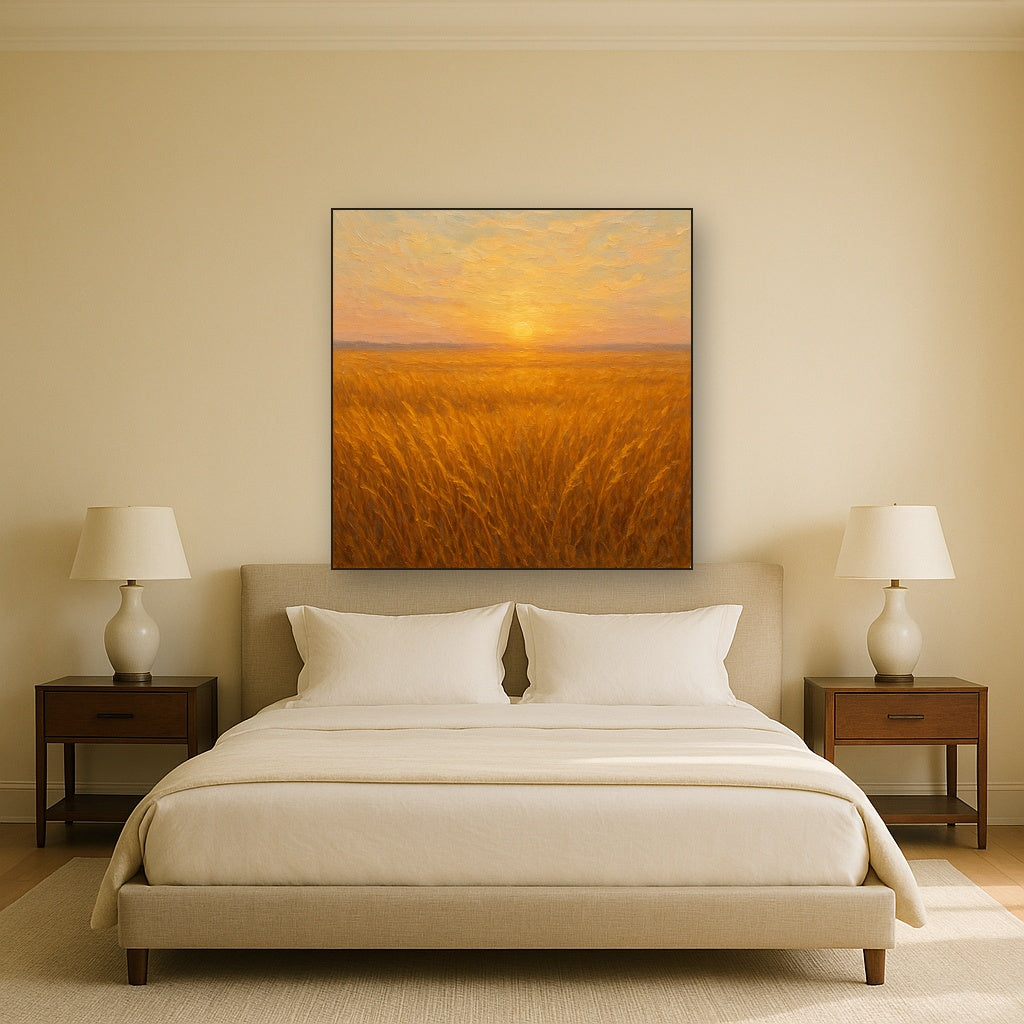 Golden Prairie Grasses at Dawn Oil Painting - View 3