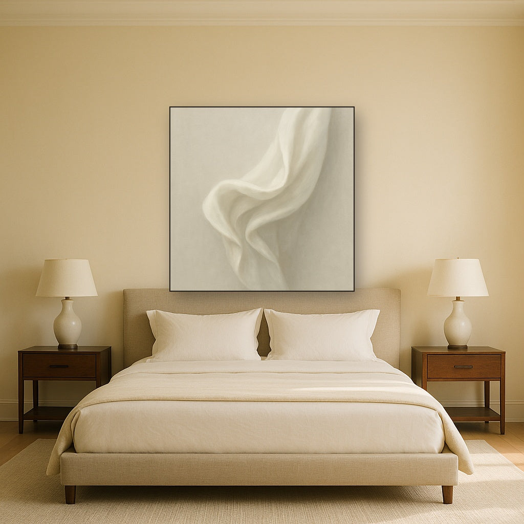 Alabaster Linen Texture Fold No. 4 - Modern Fine Art Oil Painting - View 3