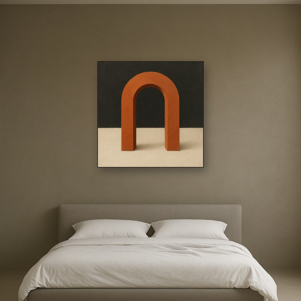 Terracotta Clay & Cream Arch No. 4 - Modern Fine Art Oil Painting - View 3