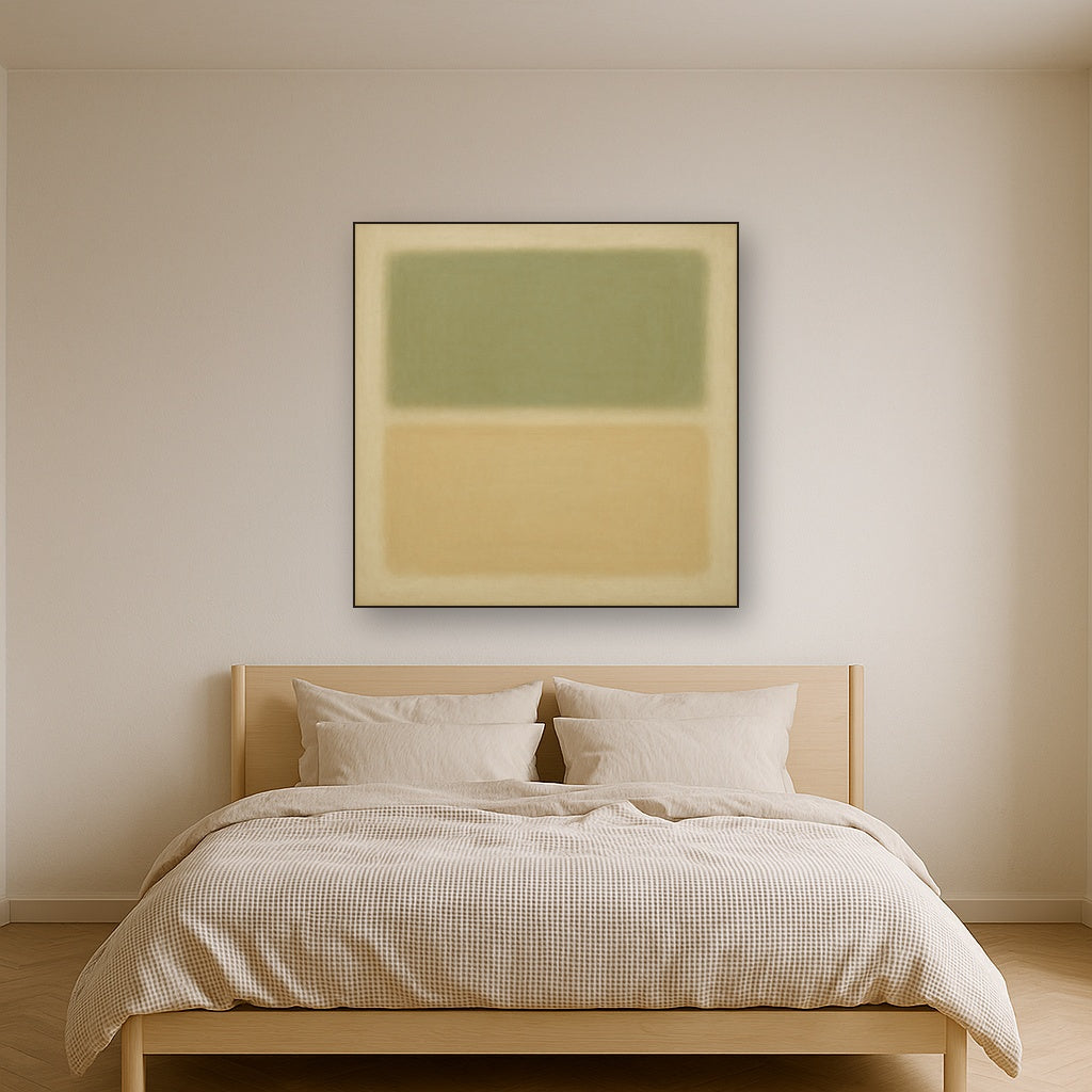 Sage Olive & Pale Sandstone Minimalist Harmony No. 29 Oil Painting - View 3