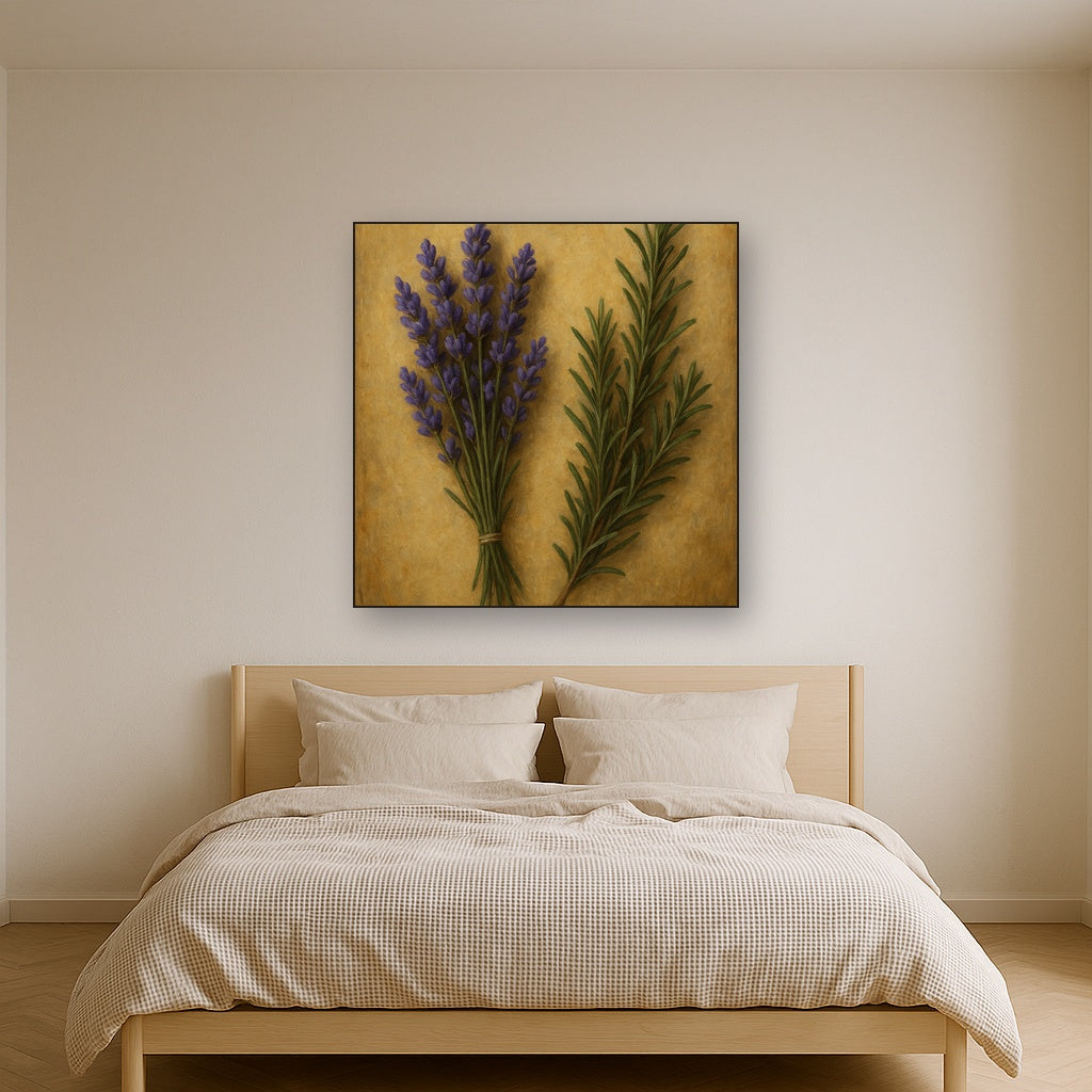 Vintage French Herbarium Lavender & Rosemary No. 8 Fine Art Oil Painting - View 3
