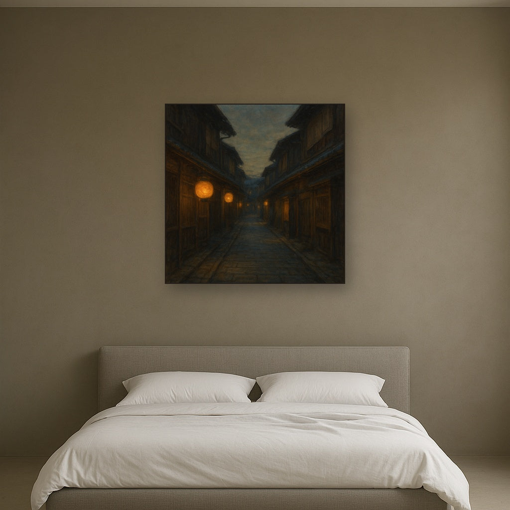Old Kyoto Gion Alley in Soft Lantern Light No. 5 Oil Painting - View 3