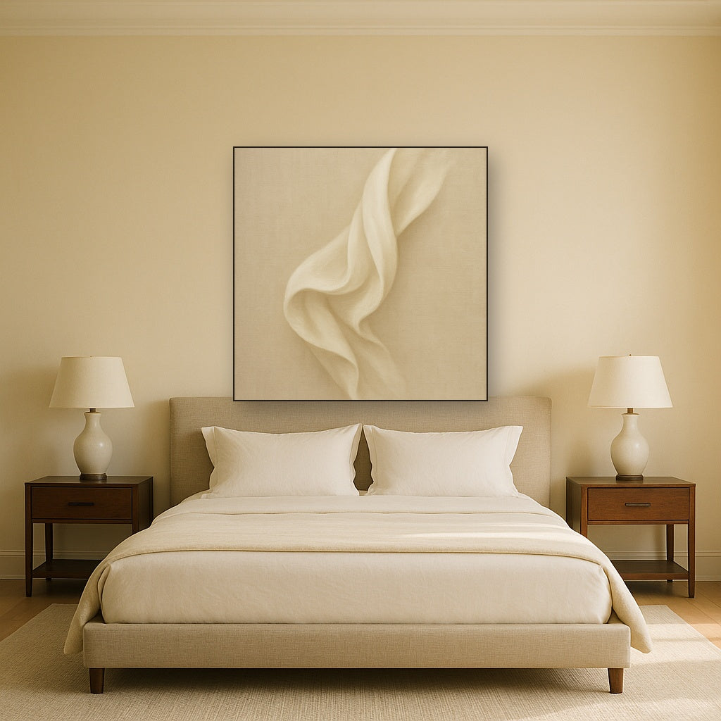 Alabaster Linen Texture Fold No. 4 - Modern Fine Art Oil Painting - View 3