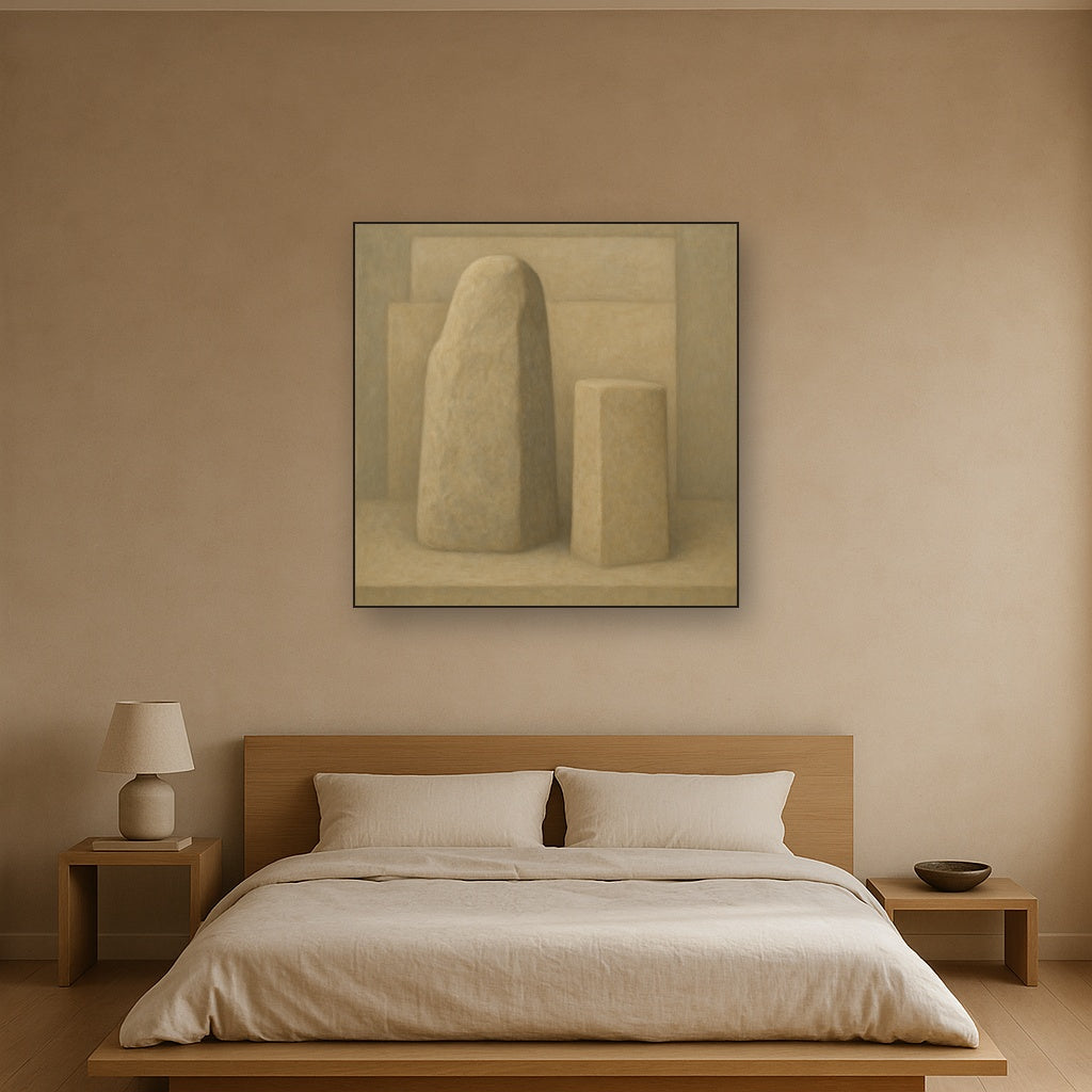 Driftwood Grey & Weathered Stone Monolith No. 23 Oil Painting - View 3