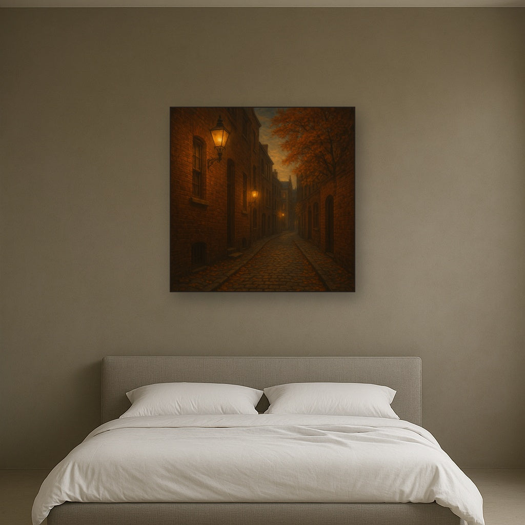 London Gaslamp Alley in Autumn Dusk No. 19 Oil Painting - View 3