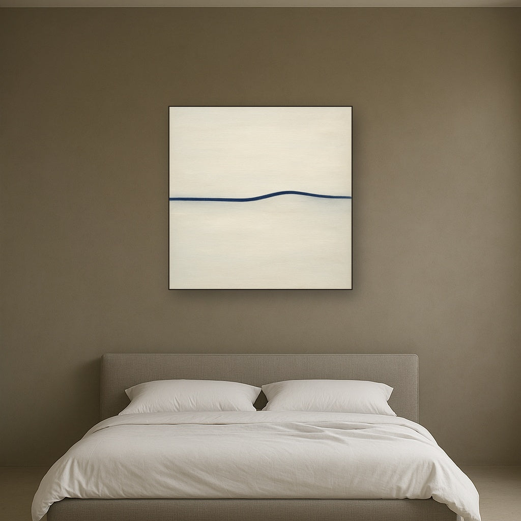 Minimalist Continuous Line Horizon in Deep Indigo No. 3 Fine Art Oil Painting - View 3