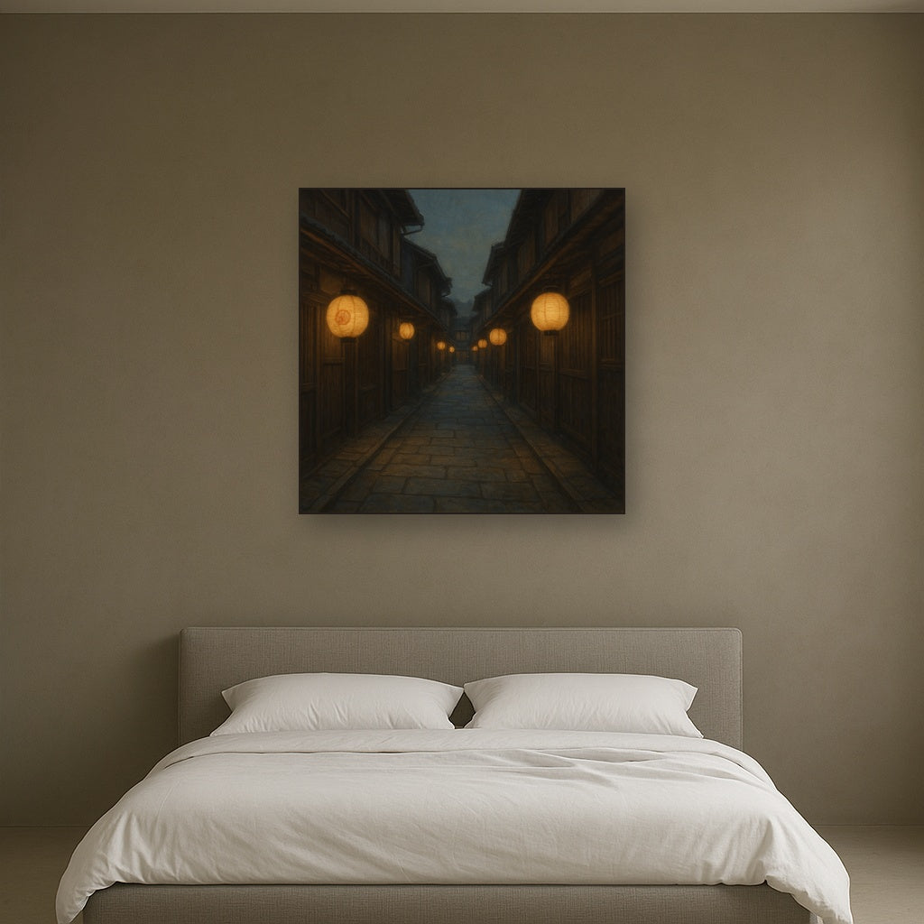 Old Kyoto Gion Alley in Soft Lantern Light No. 19 Oil Painting - View 3