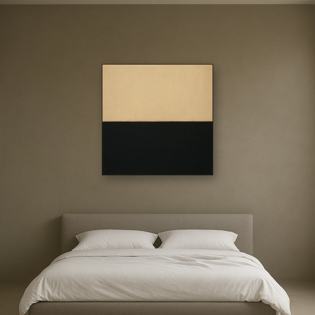 Onyx & Warm Biscuit Horizon No. 9 - Modern Fine Art Oil Painting - View 3