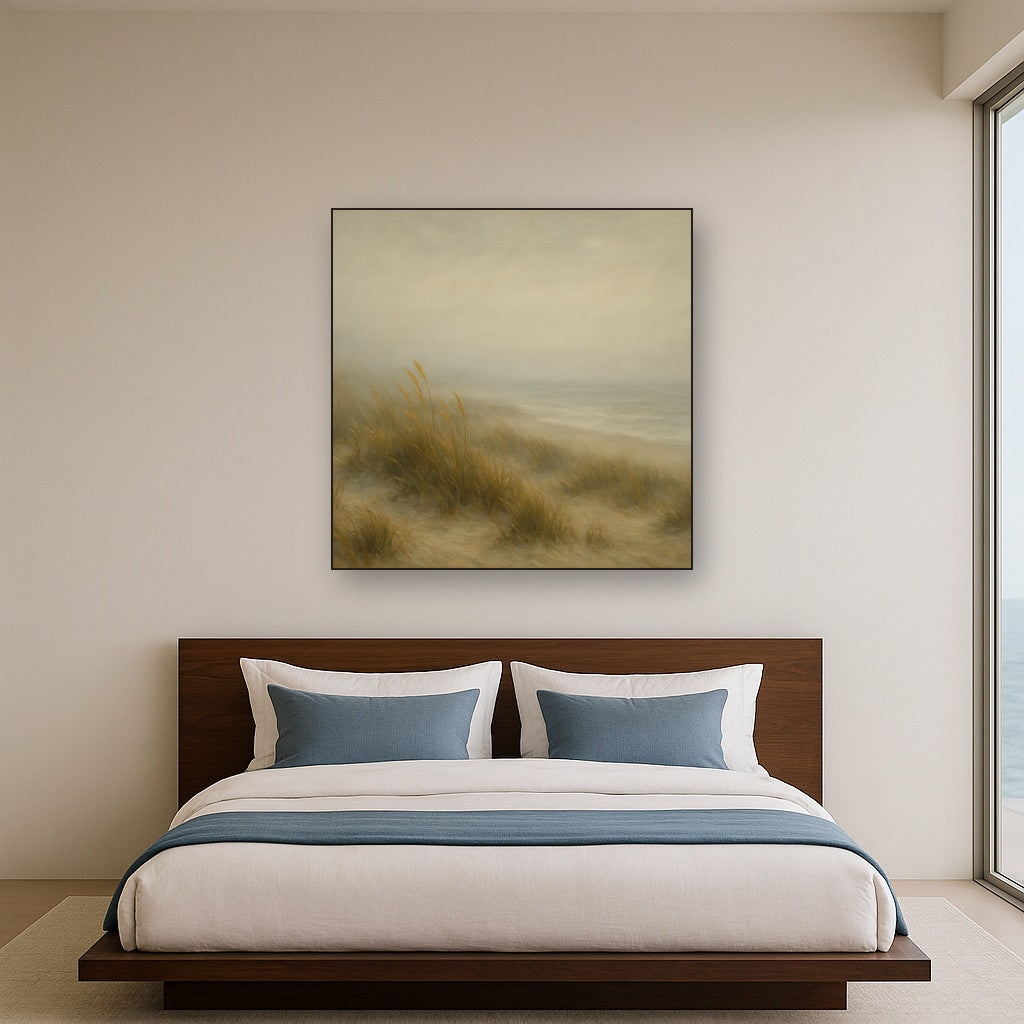 Ethereal Coastal Sea Fog over Silent Dunes No. 6 Fine Art Oil Painting - View 3