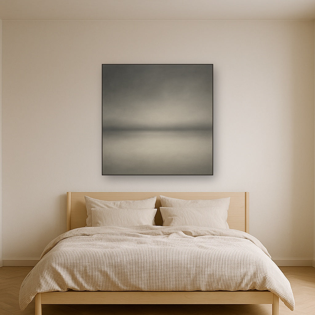 Monochrome Charcoal Drift & Soft Sfumato Horizon No. 2 Oil Painting - View 3