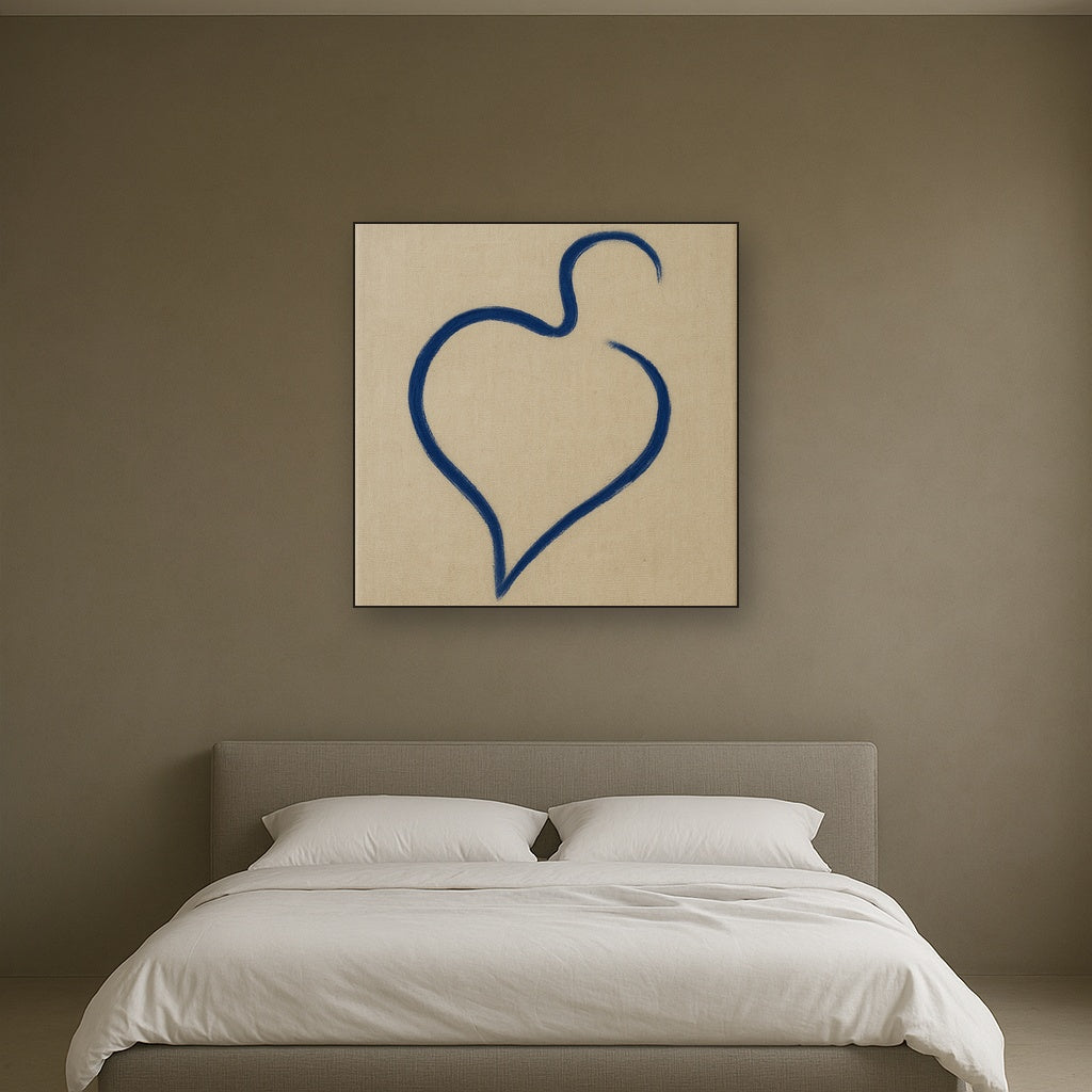 Cobalt Blue & Pale Oat Contour No. 8 - Modern Fine Art Oil Painting - View 3
