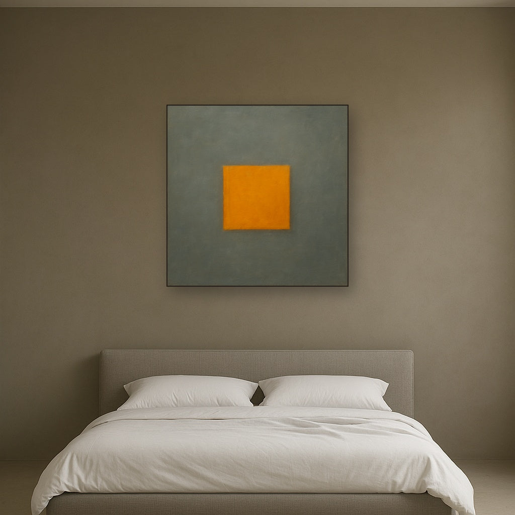 Cadmium Amber & Slate Grey Block No. 10 - Modern Fine Art Oil Painting - View 3