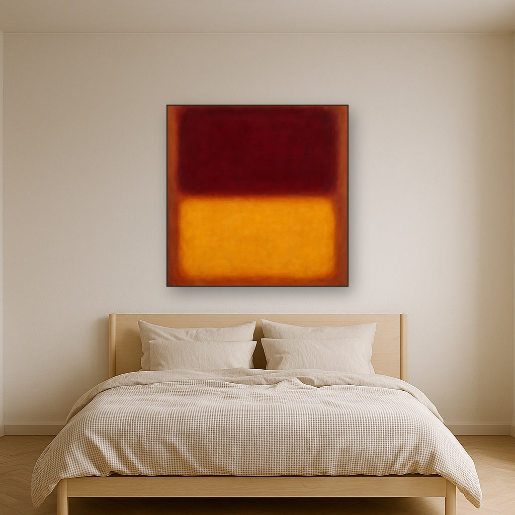 Crimson Burgundy & Saffron Gold Color Vibrations No. 4 Oil Painting - View 3