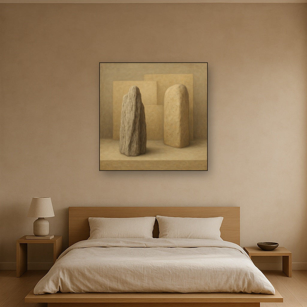 Driftwood Grey & Weathered Stone Monolith No. 4 Oil Painting - View 3