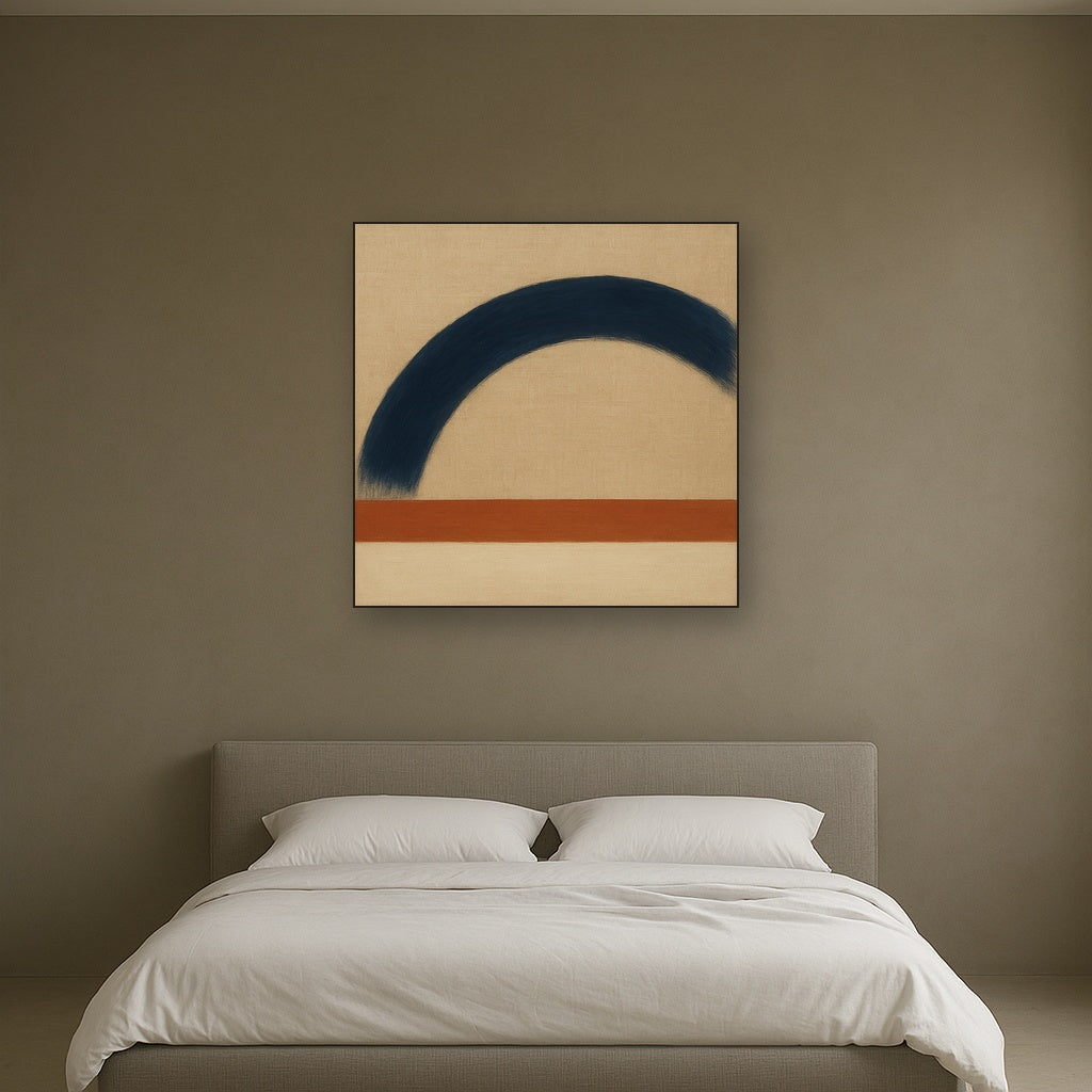 Navy Indigo & Warm Sand Sweep No. 2 - Modern Fine Art Oil Painting - View 3