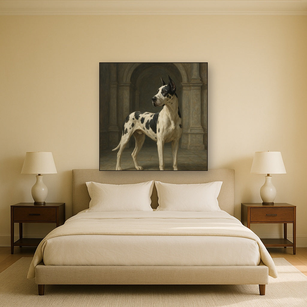 Regal Great Dane in Grand Architectural Hall No. 7 Fine Art Oil Painting - View 3