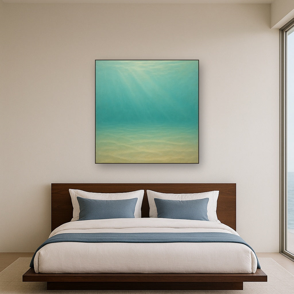 Minimalist Aquamarine Reef Void No. 10 - Modern Fine Art Oil Painting - View 3