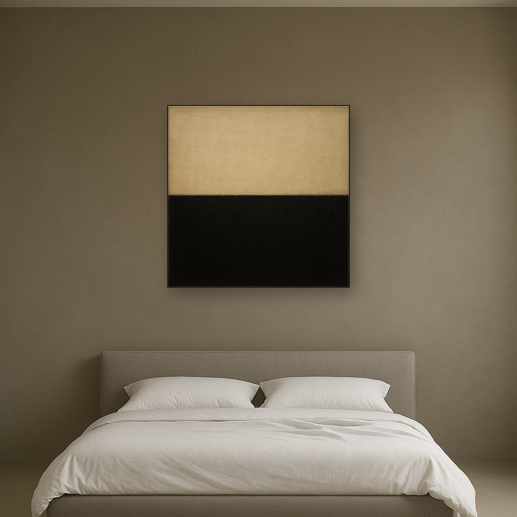Onyx & Warm Biscuit Horizon No. 9 - Modern Fine Art Oil Painting - View 3