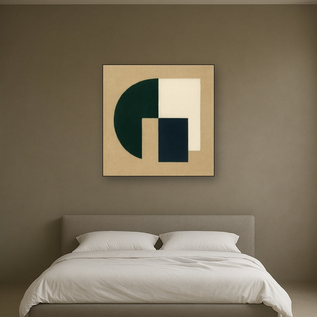 Forest Emerald & Chalk Interlock No. 6 - Modern Fine Art Oil Painting - View 3