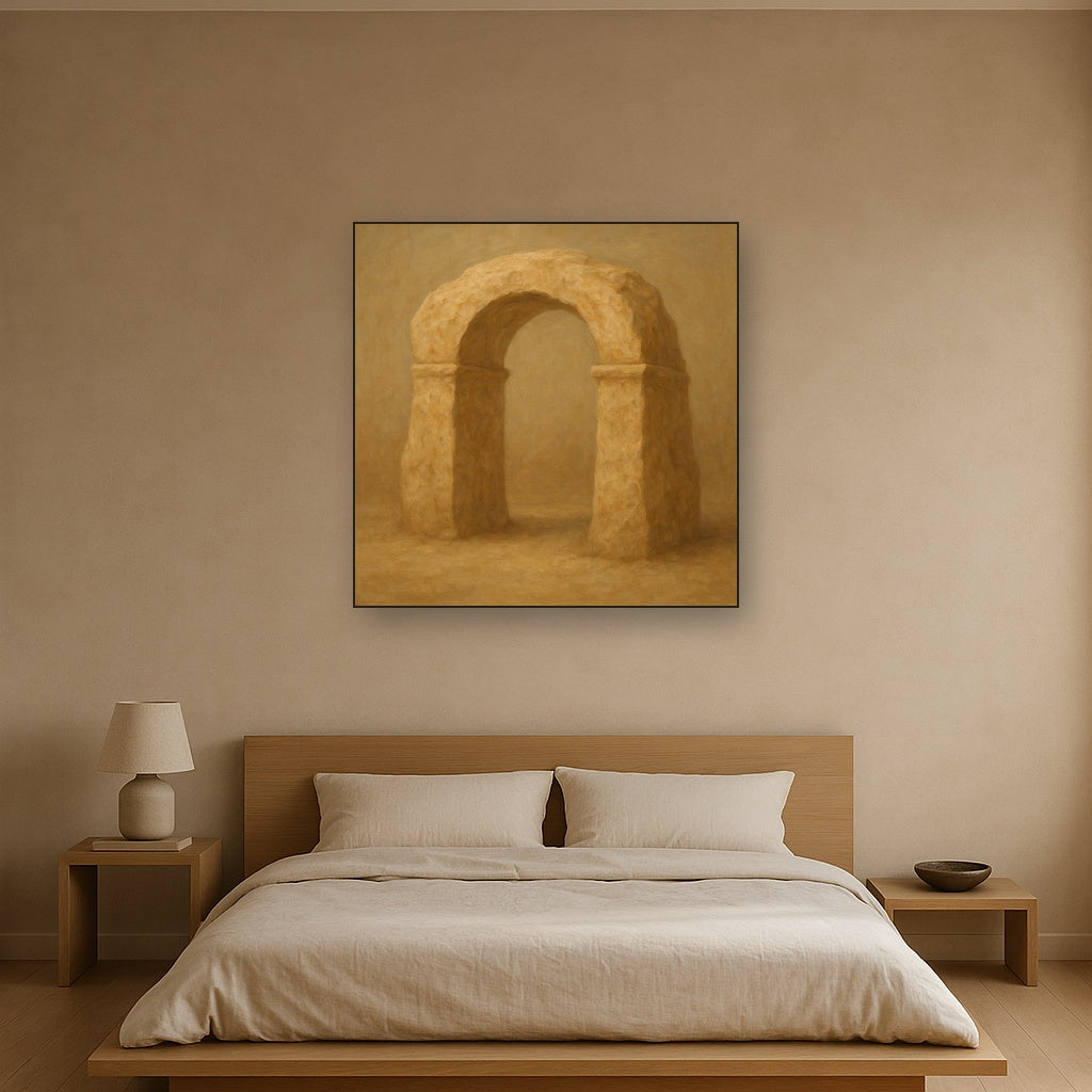 Travertine Stone Arch & Earth Tones Oil Painting - View 3