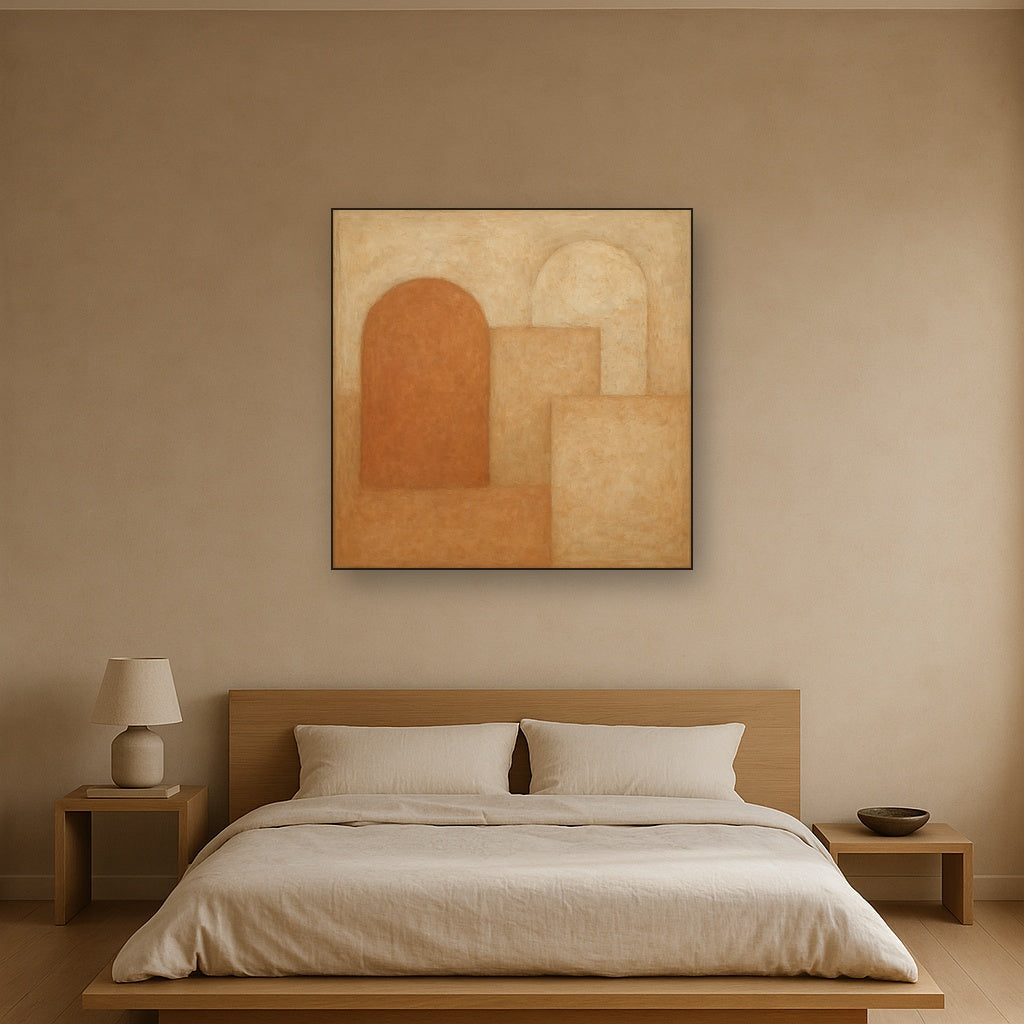 Earthy Terracotta & Weathered Plaster Wash No. 21 Oil Painting - View 3