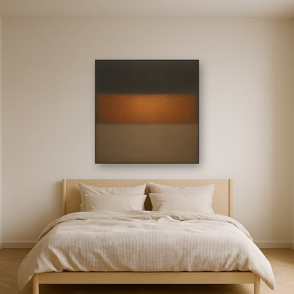 Charcoal Slate & Burnished Copper Horizon No. 15 Oil Painting - View 3