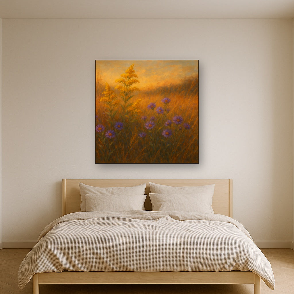 Goldenrod & Autumn Asters in Rustic Meadow No. 2 Fine Art Oil Painting - View 3