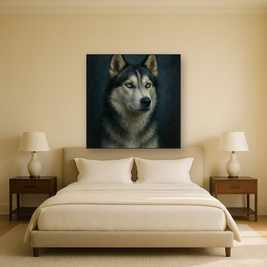 Siberian Husky with Luminous Ice Blue Eyes No. 17 Fine Art Oil Painting - View 3