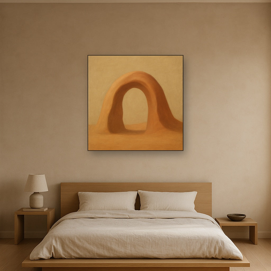 Warm Beige Travertine Arch No. 1 - Modern Fine Art Oil Painting - View 3
