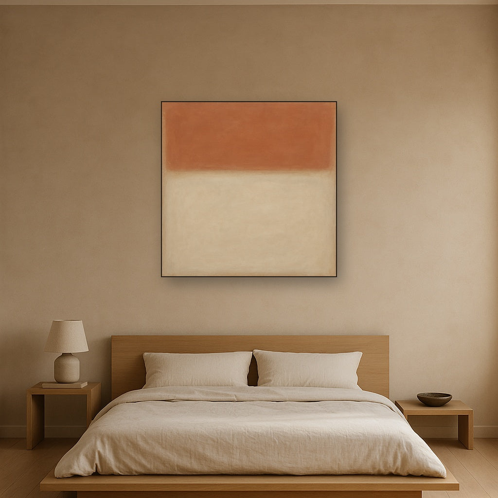 Terracotta & Greige Earth Bands No. 6 - Modern Fine Art Oil Painting - View 3