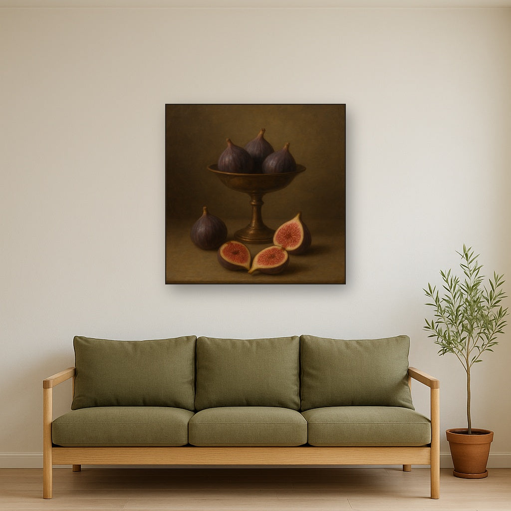 Ripe Figs & Bronze Compote Still Life No. 7 Oil Painting - View 3