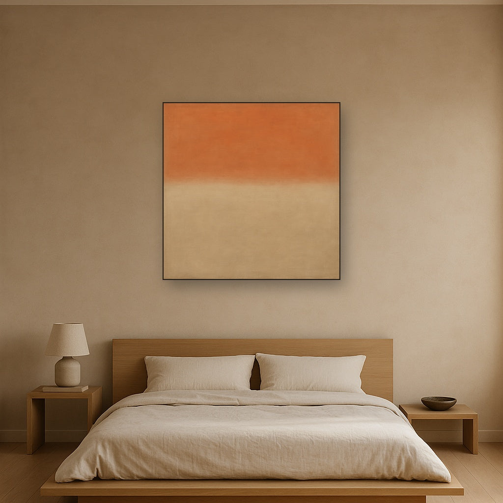 Terracotta & Greige Earth Bands No. 6 - Modern Fine Art Oil Painting - View 3