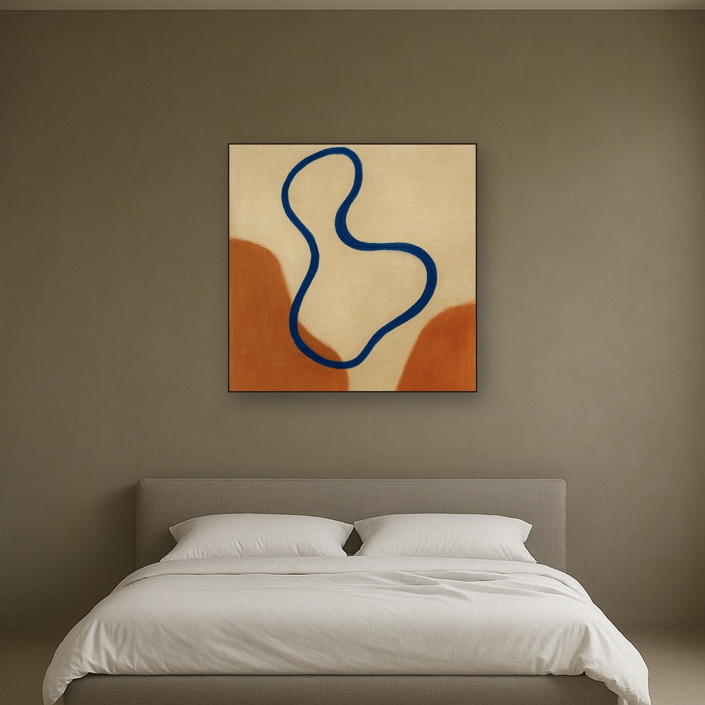 Cobalt Blue & Pale Oat Contour No. 8 - Modern Fine Art Oil Painting - View 3