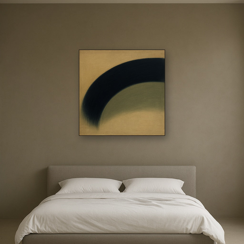 Navy Indigo & Warm Sand Sweep No. 2 - Modern Fine Art Oil Painting - View 3