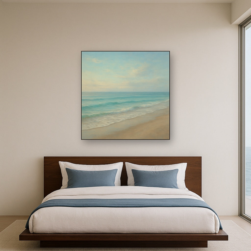 Tranquil Morning Tide over Soft Sand Beach No. 2 Fine Art Oil Painting - View 3