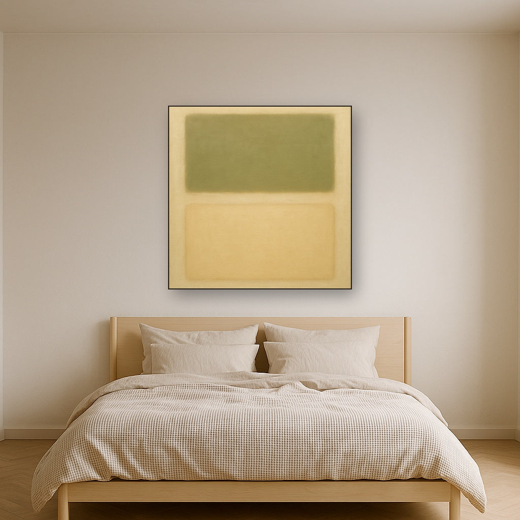 Sage Olive & Pale Sandstone Minimalist Harmony No. 19 Oil Painting - View 3