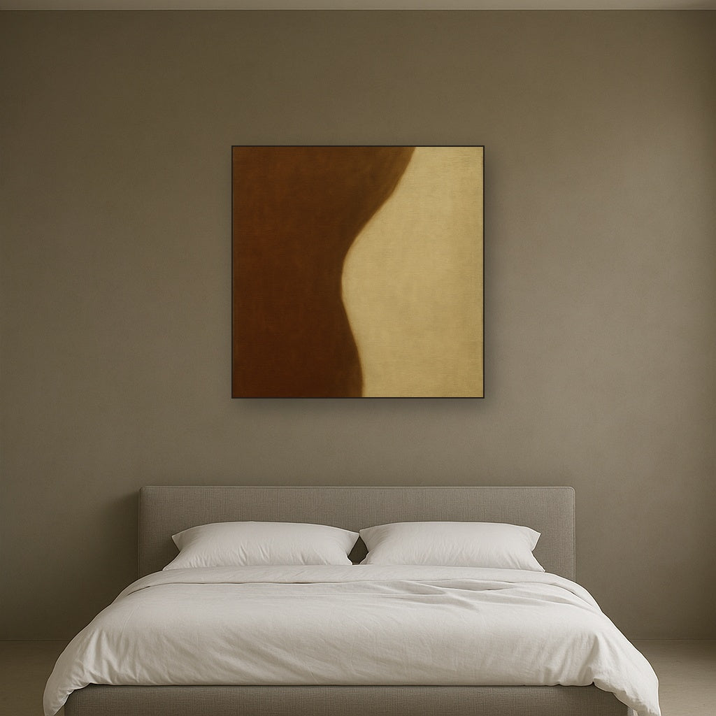 Burnt Umber & Greige Duet No. 7 - Modern Fine Art Oil Painting - View 3
