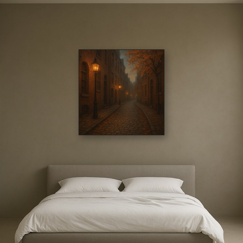 London Gaslamp Alley in Autumn Dusk No. 27 Oil Painting - View 3