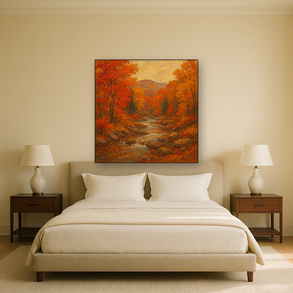 Autumn in the Adirondacks Landscape Oil Painting - View 3