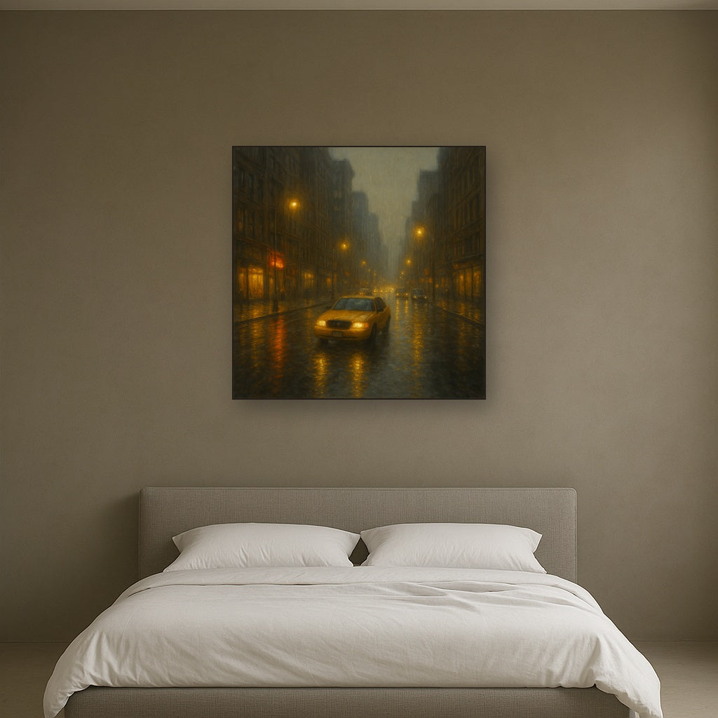 Rain-Drenched Manhattan Avenue Lights No. 9 Oil Painting - View 3
